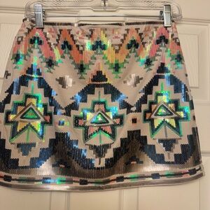 Express Sequin Embellished Skirt - Multicolor